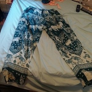 Turquoise Elephant Pants